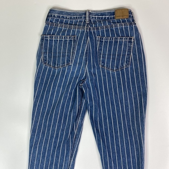 American Eagle Mom Jean Skinny Blue White Pinstripe Size 0 Regular - Picture 5 of 14